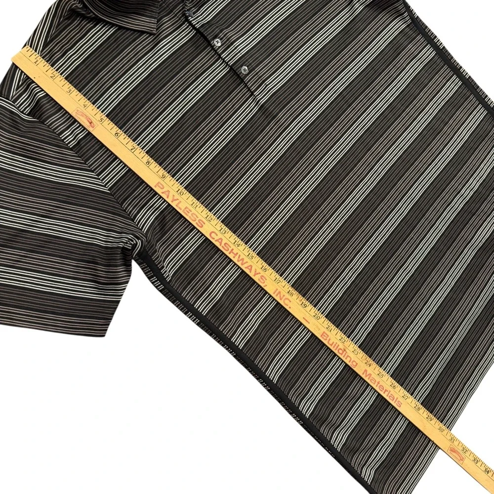 VTG Tiger Woods Nike Fit Dry‎ Timarron Golf CC Polo Shirt Black Gray Striped XXL